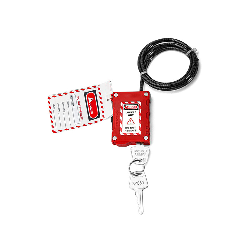 EP-LG80 Adjustable cable lockout padlock with stainless steel cable and complimentary safety sign